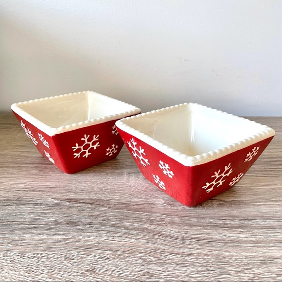 Set-of-2 Square Christmas Bowls Decor - by Savino Designs - RARE PATTERN - Picture 5 of 7